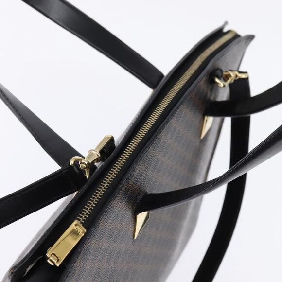 CELINE Macadam Canvas Tote Bag Pvc Leather Black Gold - Picture 6 of 13